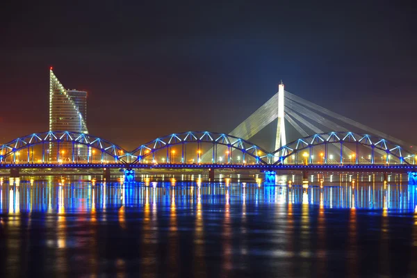 Vista sui punti chiave di Riga e sul fiume Daugava — Foto Stock
