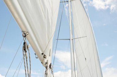 Herreshoff, açık denizde yelken açan eski klasik bir yat tasarladı. Tahta meşe güvertesi. Direk ve yelkenli yelkenli. Kuzey Amerika tekne yapma gelenekleri. Gezinti, tatil, yelkenli yarışı, spor, eğlence