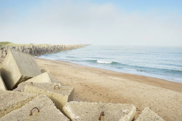 Vista Panorámica Orilla Del Mar Báltico Una Niebla Amanecer Playa — Foto de Stock