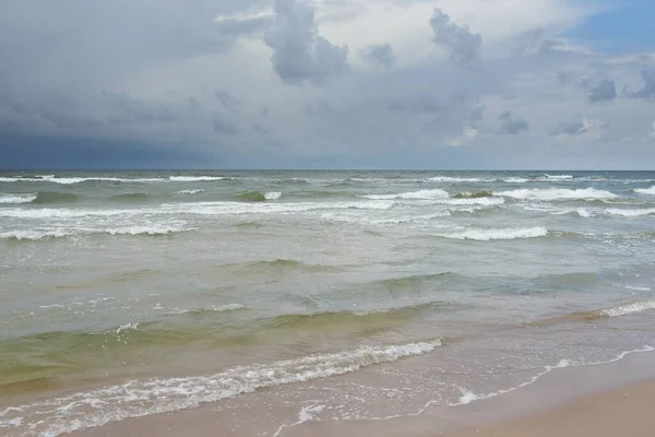Baltic Sea Shore Sand Dunes Beach Storm Dramatic Sky Glowing — Stock Photo, Image