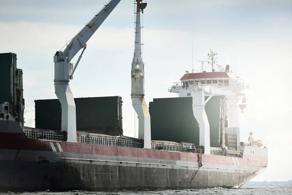 Large Modern General Cargo Crane Ship 142 Meters Length Sailing — Stock Photo, Image