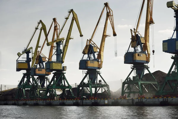 Modern Coal Terminal Riga Latvia Cranes Close Baltic Sea Freight — Stock Photo, Image