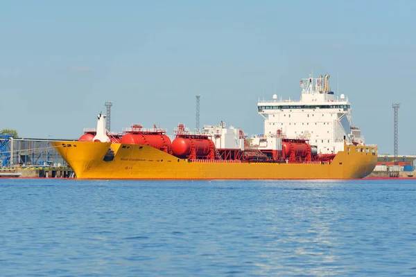 Tanker Ship Loading Port Terminal Baltic Sea Freight Transportation Logistics — Stock Photo, Image