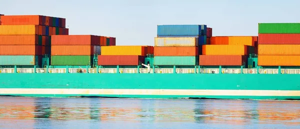 Stora Containerfartyg Som Seglar Från Europoort Rotterdam Nederländerna Öppet Hav — Stockfoto