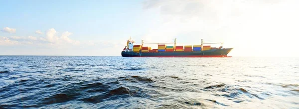 Large Cargo Container Ship Sailing Europoort Rotterdam Netherlands Open Sea — Stock Photo, Image