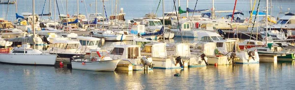 Segelboote Vor Anker Einem Yachthafen Von Camaret Sur Mer Panoramablick — Stockfoto