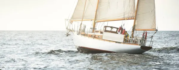 Vecchia Barca Vela Due Alberi Epoca Costosa Yawl Primo Piano — Foto Stock