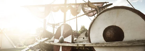 Oude Houten Viking Snekkja Longship Type Close Nautisch Schip Groot — Stockfoto