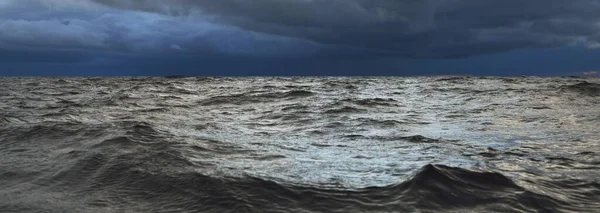 日落时从帆船上俯瞰北海 戏剧化的暴风雨的天空 阳光穿过乌云 史诗般的海景冬季的深层气旋挪威 — 图库照片