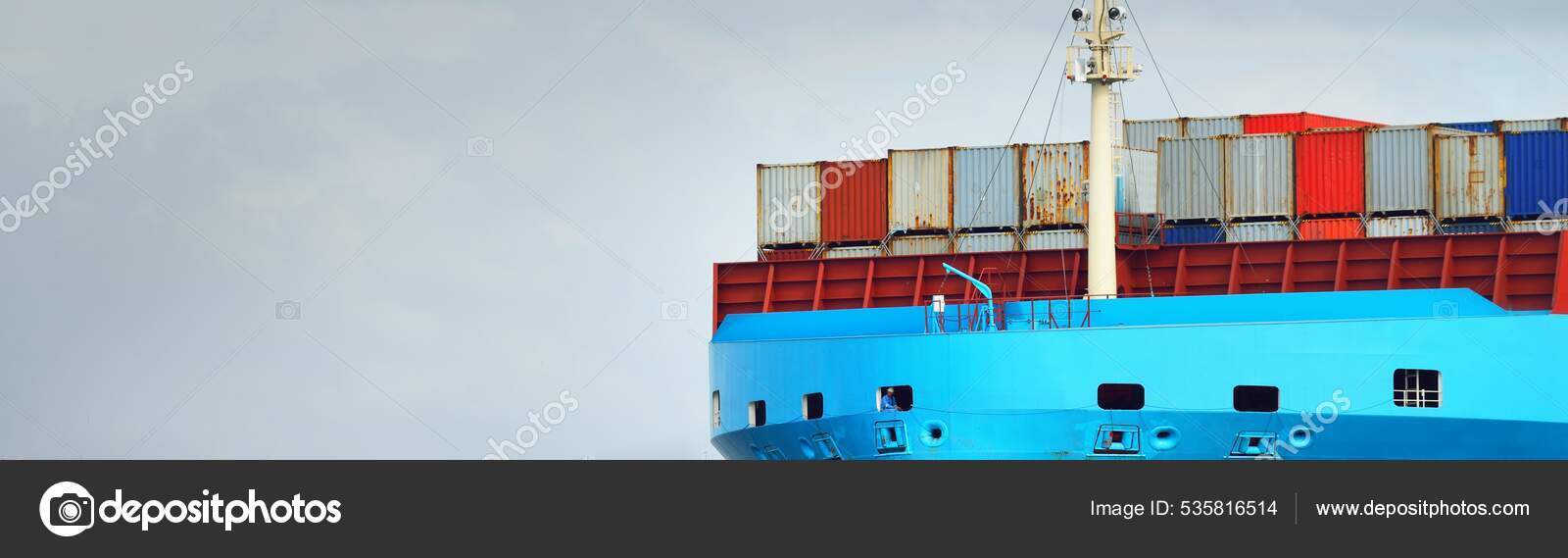 Large Cargo Container Ship Leaving Port Norfolk Close Cranes Background ...