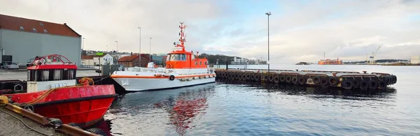 Vue Panoramique Port Plaisance Gros Plan Bateau Pêche Chalutier Stavanger — Photo