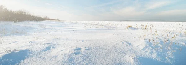 晴れた日に冷凍バルト海の海岸 雪のテクスチャを閉じるまで 青い空だ 絵のように美しい冬の風景 コンセプトイメージ 気候変動 地球温暖化 — ストック写真