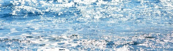 Vista Panorámica Del Mar Mediterráneo Olas Salpicaduras Textura Superficial Del —  Fotos de Stock
