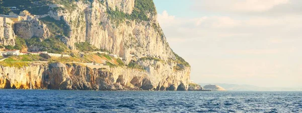 Rocky Shores Cliffs Mountains Europa Point View Sailing Boat Gibraltar — Stock Photo, Image