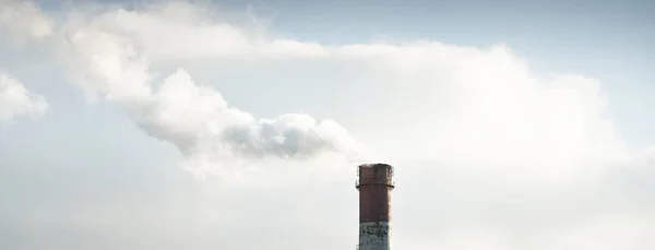 Panoramic View Large Central Heating Station Dramatic Light Pipe Close — Stock Photo, Image