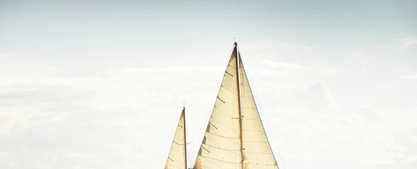 Vintage Two Masted Sailboat Yawl Close Sailing Open Sea Storm — Stock Photo, Image