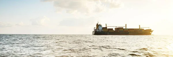 Kapal Kontainer Kargo Besar Berlayar Dari Europoort Rotterdam Belanda Laut — Stok Foto