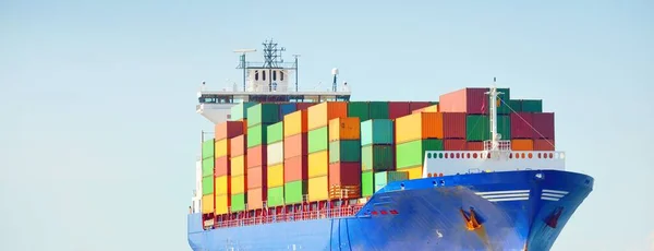 Large Cargo Container Ship Sailing Europoort Rotterdam Netherlands Open Sea — Stock Photo, Image