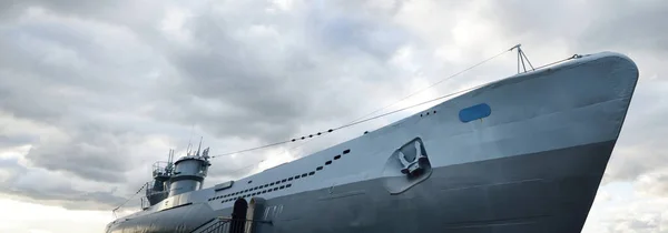 Submarino Alemán 995 Cielo Dramático Nubes Tormenta Nave Museo Monumento —  Fotos de Stock