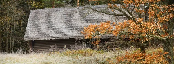 Une Ancienne Maison Traditionnelle Bois Cabane Rondins Dans Une Majestueuse — Photo