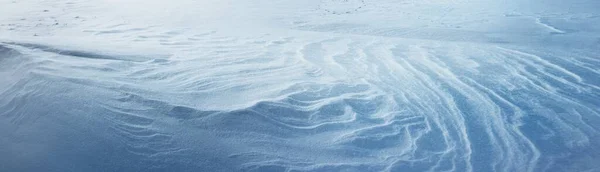 Vista Panoramica Del Campo Innevato Dopo Una Bufera Neve Tramonto — Foto Stock