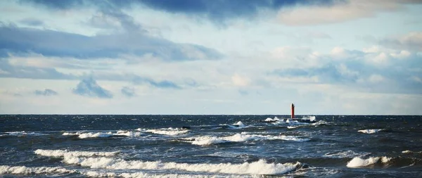 Vue Depuis Côte Mer Baltique Enneigée Coucher Soleil Baie Riga — Photo