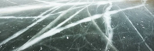 Forest Lake Cloudy Winter Day Abstract Cracked Ice Pattern Texture — Stock Photo, Image