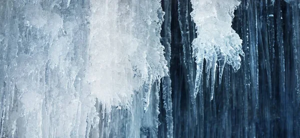 Frozen Keila Waterfall Icicles Water Splashes Close Winter Estonia Abstract — Stock Photo, Image