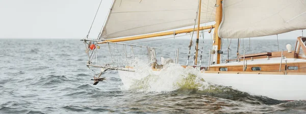 Altes Teures Zweimaster Segelboot Yawl Nahaufnahme Das Während Des Sturms — Stockfoto