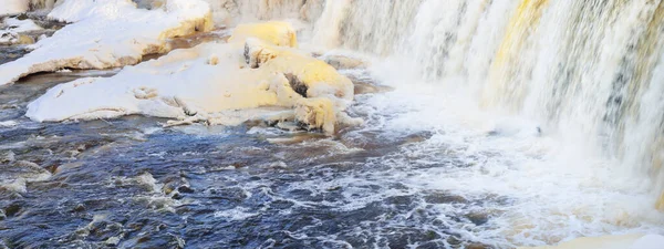 Cachoeira Keila Congelada Ciclones Salpicos Água Close Inverno Estónia Abstrato — Fotografia de Stock