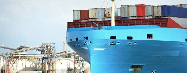 Chargement Gros Cargos Dans Terminal Portuaire Vue Panoramique Transport Marchandises — Photo