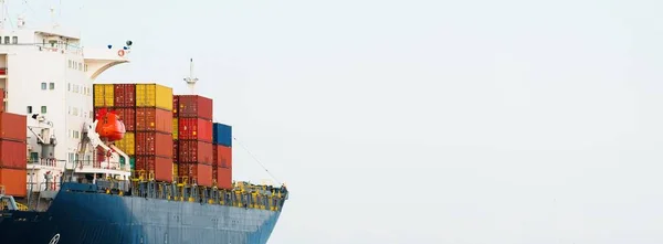 Large Cargo Container Ship Sailing Open Sea Usa Panoramic View — Foto Stock