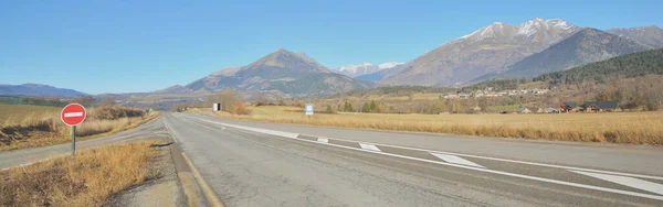 Sinuoso Camino Asfalto Carretera Parc Ecrins Francia Alpes Franceses Picos — Foto de Stock