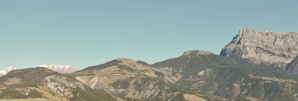 Picos Montaña Día Soleado Invierno Luz Solar Suave Alpes Franceses — Foto de Stock