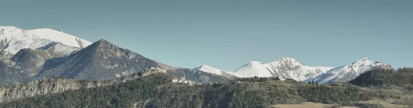 Berggipfel Einem Sonnigen Wintertag Sanftes Sonnenlicht Französische Alpen Ecrins Massiv — Stockfoto