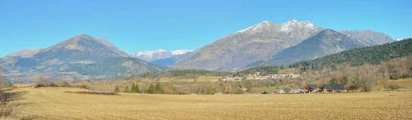 Panorama Franse Alpen Bergtoppen Heldere Blauwe Lucht Parc Ecrins Frankrijk — Stockfoto