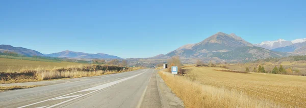 Sinuoso Camino Asfalto Carretera Parc Ecrins Francia Alpes Franceses Picos — Foto de Stock