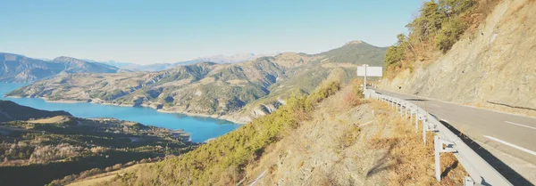 Vista Panoramica Sul Lago Montagna Lac Serre Poncon Nelle Alpi — Foto Stock