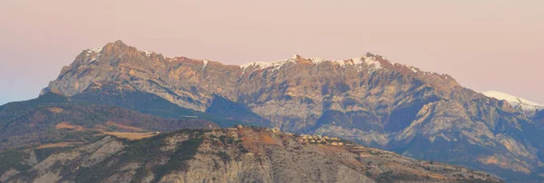 Bergtoppen Een Zonnige Winterdag Zacht Zonlicht Franse Alpen Ecrins Massief — Stockfoto