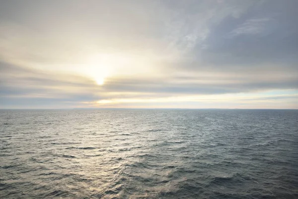 Panoramic View Baltic Sea Storm Sunrise Dramatic Sky Glowing Clouds — Stock Photo, Image