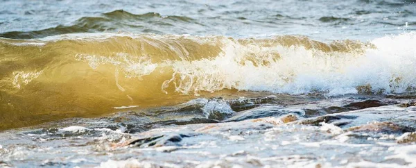 Mer Baltique Après Orage Vagues Gros Plan Lettonie Paysage Marin — Photo