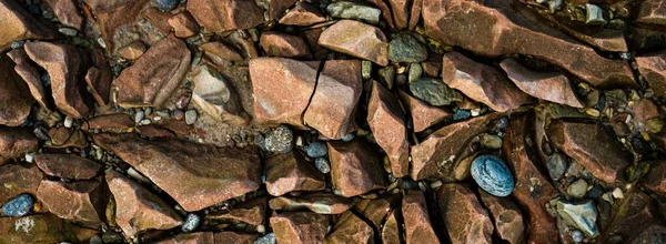 Pequenas Pedras Marrons Brilhantes Textura Close Padrão Natural Fundo Mar — Fotografia de Stock