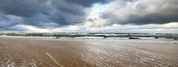 Panoramic View Baltic Sea Sandy Shore Sand Dunes Storm Dramatic — Stock Photo, Image