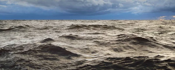 Uma Vista Para Mar Norte Partir Barco Vela Pôr Sol — Fotografia de Stock