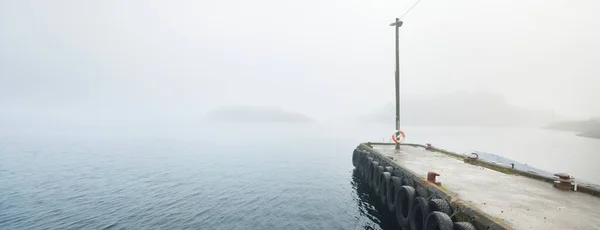 Pier Rogaland Region Norway Thick White Morning Fog Water Surface — Stock Photo, Image
