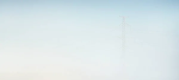 Electricity Line Close Clear Sky Morning Fog Ecology Nature Environmental — Fotografia de Stock