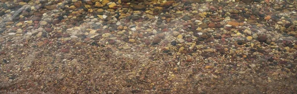 Seixos Pedras Água Cristalina Lago Close Ondas Salpicos Água Abstrato — Fotografia de Stock
