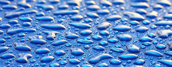 Fondo Azul Brillante Gotas Agua Cristalina Gotas Lluvia Patrón Natural —  Fotos de Stock