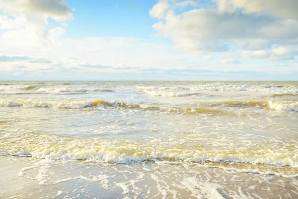 Панорамный Вид Балтийское Море Песчаного Берега Песчаные Дюны Чистое Небо — стоковое фото