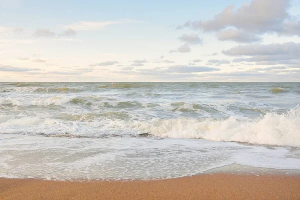 Oostzee Zandduinen Bij Zonsondergang Zacht Zonlicht Heldere Lucht Met Gloeiende — Stockfoto